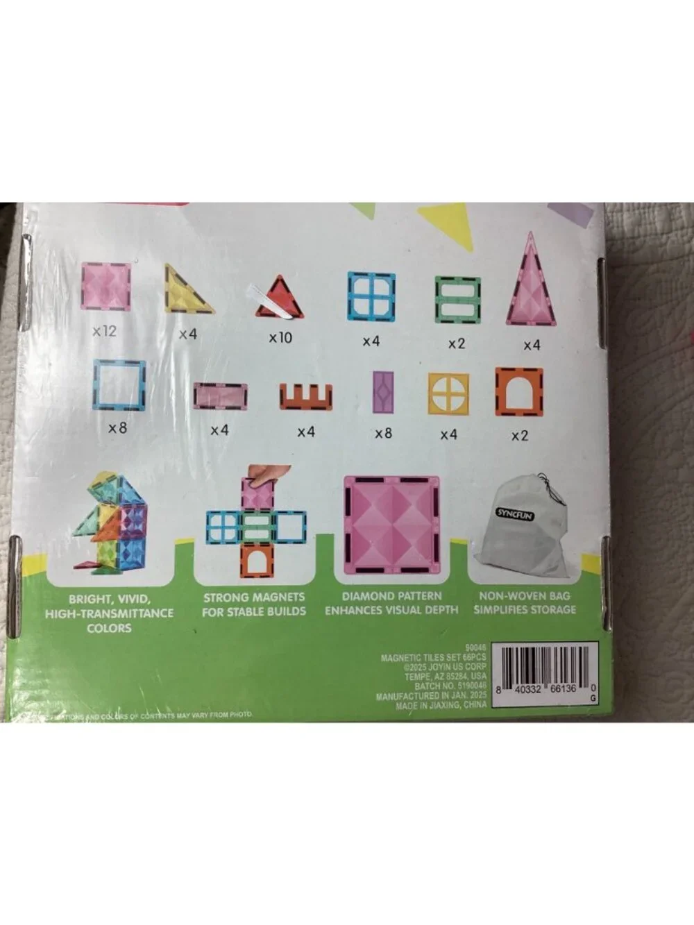 SyncFun 66-Piece Starshine Magnetic Tiles Building Set -Learning Toy*Ages 3+*NWB